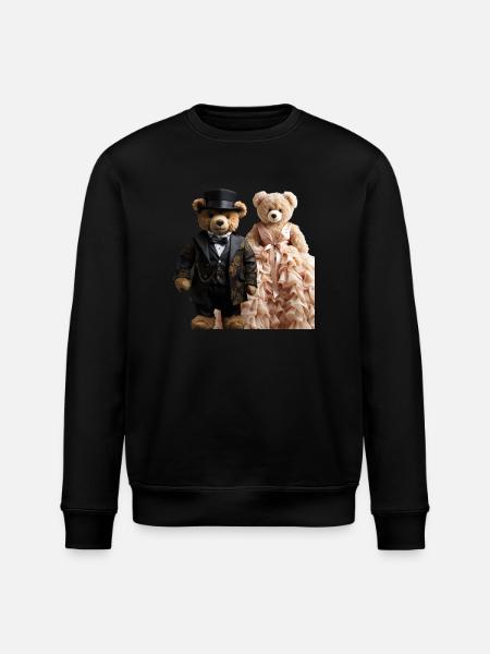 Two teddy bears newly married - Stanley/Stella ROLLER Unisex Organic Sweatshirt - black
