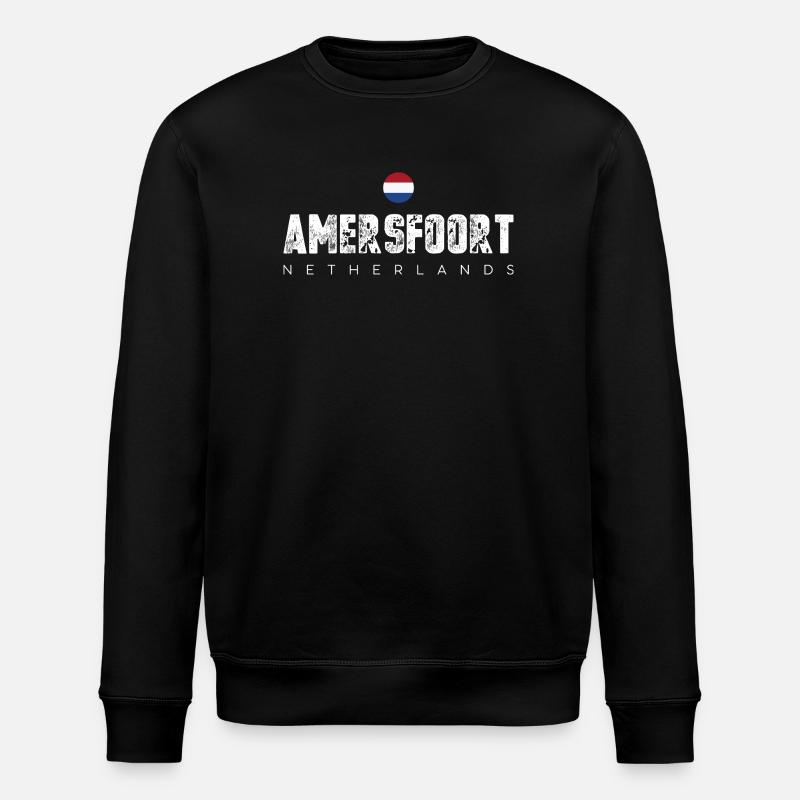 Amerfoort Netherlands Crest Tee - Stanley/Stella ROLLER Unisex Organic Sweatshirt - black