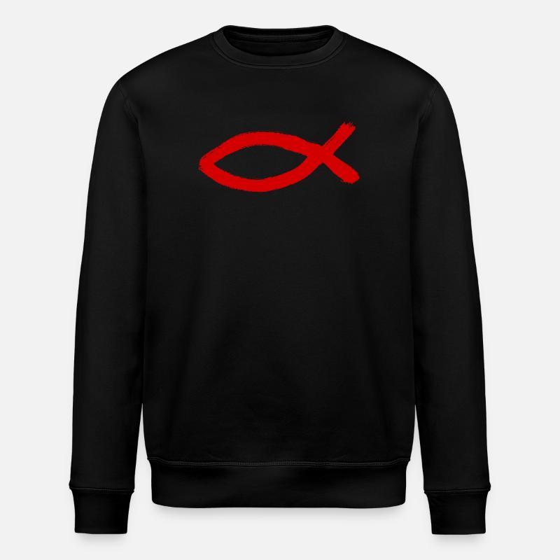 Jesus fish Ichthys fish fish - Stanley/Stella ROLLER Unisex Organic Sweatshirt - black