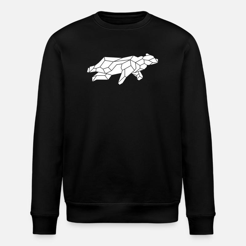 geometric white bear - Stanley/Stella ROLLER Unisex Organic Sweatshirt - black