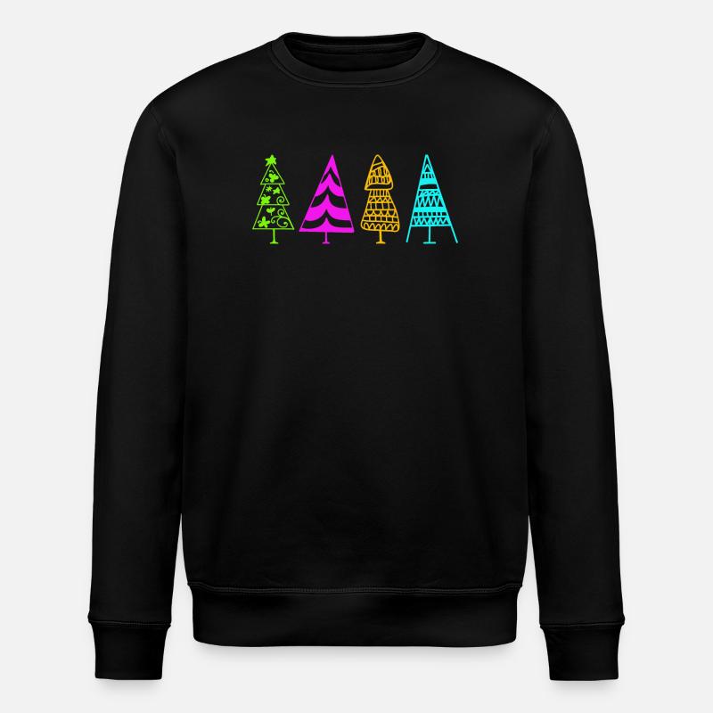 Bunte Weihnachtsbaum-Illustration - Stanley/Stella Unisex Bio-Sweatshirt ROLLER - Schwarz