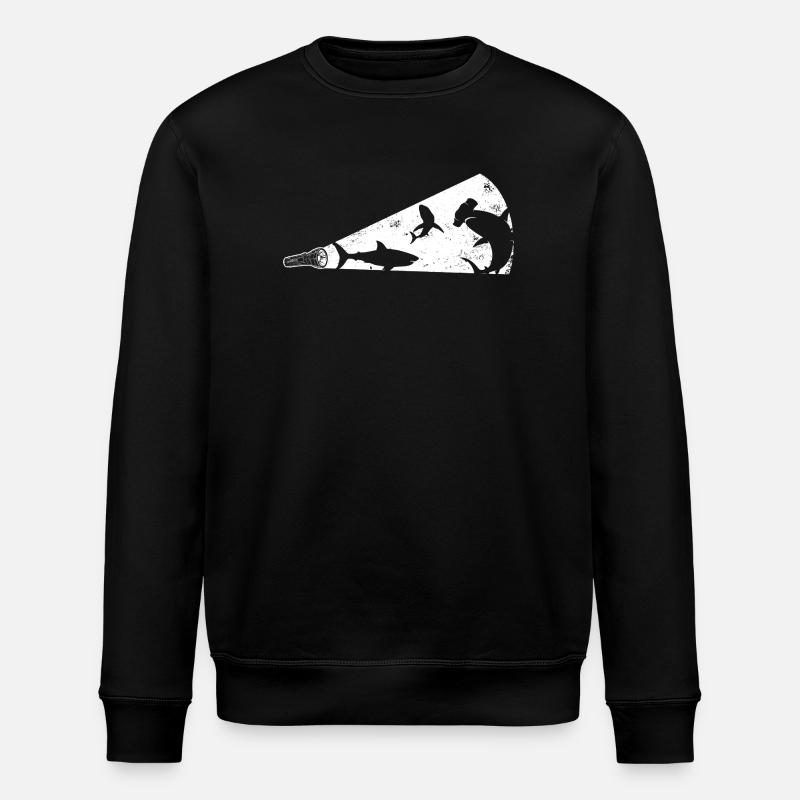 Shark Silhouette Megaphone - Stanley/Stella ROLLER Unisex Organic Sweatshirt - black