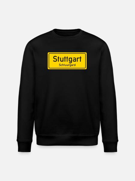 Stuttgart place name sign Germany - Stanley/Stella ROLLER Unisex Organic Sweatshirt - black