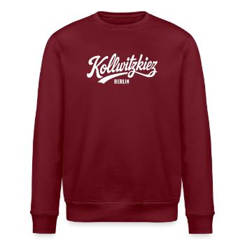 Kollwitzkiez Berlin Vintage Schriftzug   - Stanley/Stella Unisex Bio-Sweatshirt ROLLER - Burgunderrot - Vorne - Nik (191cm)