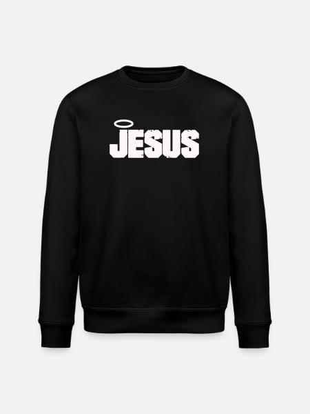 Jesus lettering with halo - Stanley/Stella ROLLER Unisex Organic Sweatshirt - black