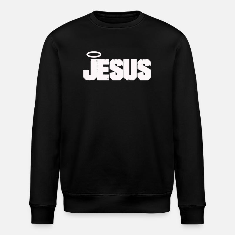 Jesus lettering with halo - Stanley/Stella ROLLER Unisex Organic Sweatshirt - black