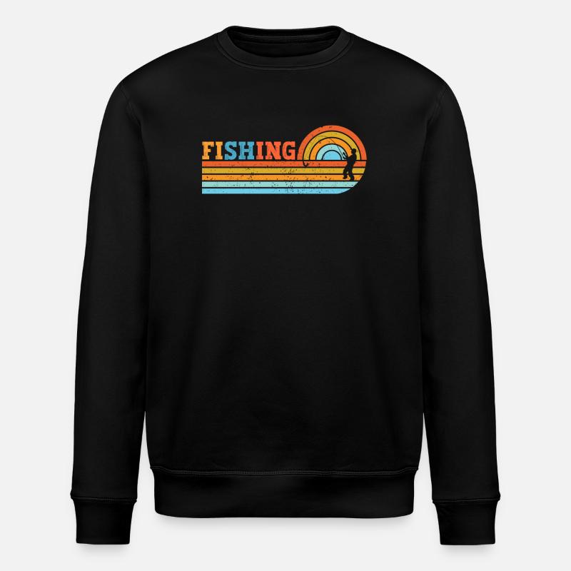 Fisherman in retro sun stripe - Stanley/Stella ROLLER Unisex Organic Sweatshirt - black