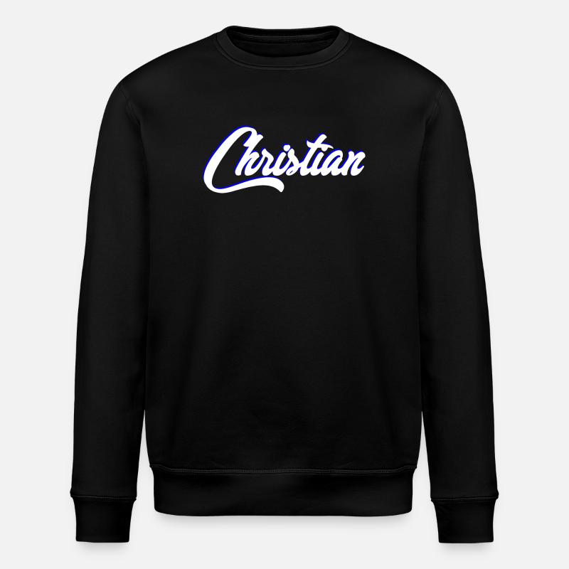 Personalized Christian Name Lettering - Stanley/Stella ROLLER Unisex Organic Sweatshirt - black