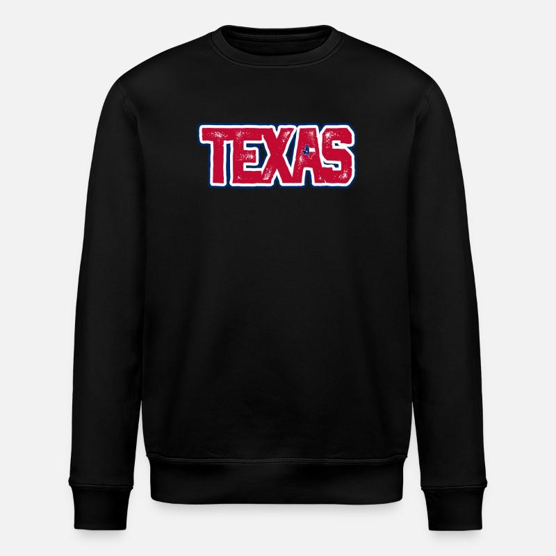 Texas Distressed Wordmark - Stanley/Stella ROLLER Unisex Organic Sweatshirt - black