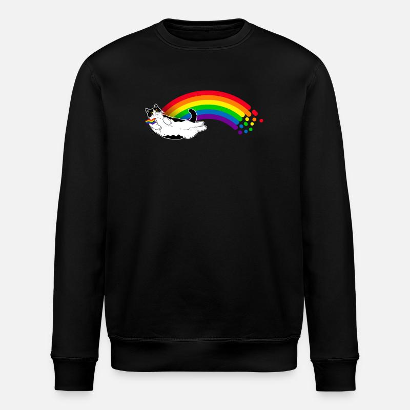 Regenbogen-Katze - Stanley/Stella Unisex Bio-Sweatshirt ROLLER - Schwarz