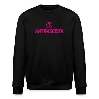 Antifaschistisch - Stanley/Stella Unisex Bio-Sweatshirt ROLLER - Schwarz - Vorne - Nik (191cm)