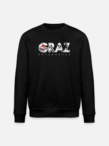 Graz City Grunge Logo Austria - Stanley/Stella ROLLER Unisex Organic Sweatshirt - black