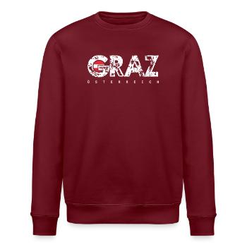 Graz City Grunge Logo Austria - Stanley/Stella ROLLER Unisex Organic Sweatshirt - burgundy - Front - Nik (191cm)