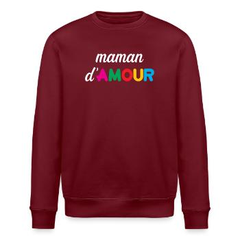 Maman d'Amour - Fête des Mères - Sweat bio ROLLER Stanley/Stella Unisexe - bordeaux - Devant - Nik (191cm)