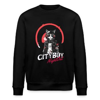 CityBoy Night Out - Cool Cat Style - Stanley/Stella Unisex Bio-Sweatshirt ROLLER - Schwarz - Vorne - Nik (191cm)