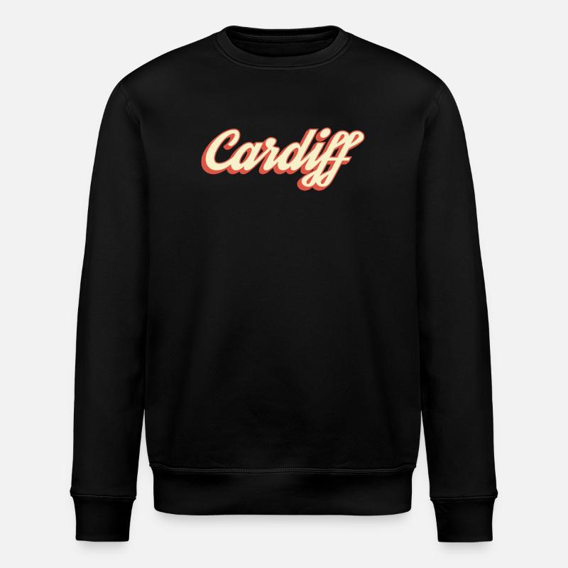 Cardiff Retro Script Logo - Stanley/Stella ROLLER Unisex Organic Sweatshirt - black