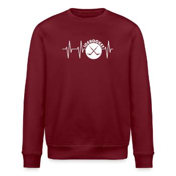 puls eishockey icehockey Herzschlag Schläger Puck - Stanley/Stella Unisex Bio-Sweatshirt ROLLER - Burgunderrot - Vorne - Nik (191cm)