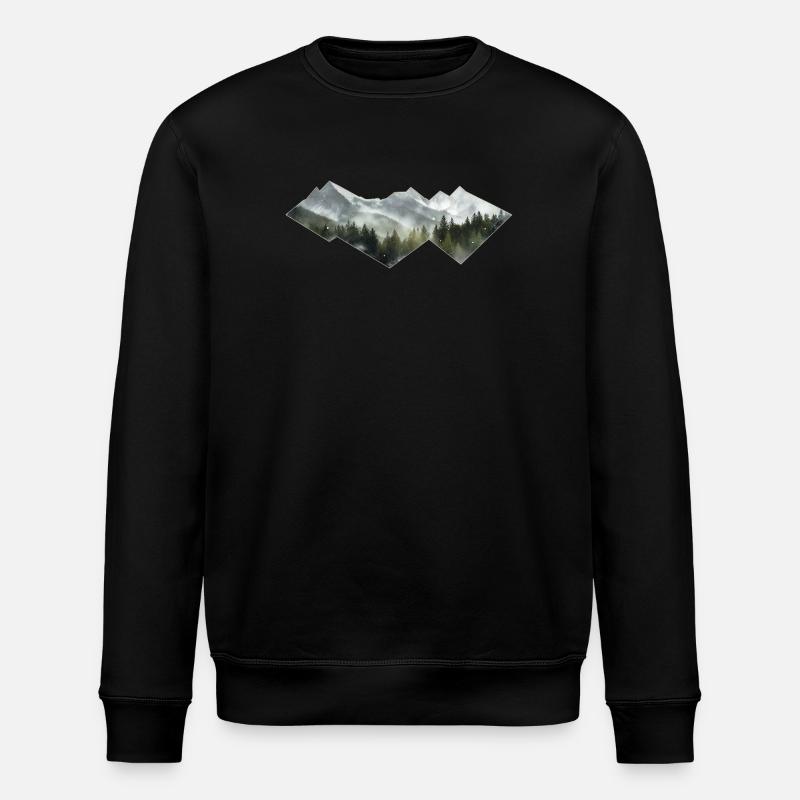 Berge Minimalismus - Stanley/Stella Unisex Bio-Sweatshirt ROLLER - Schwarz
