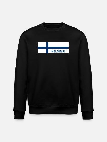 Helsinki City in Finnish Flag - Stanley/Stella ROLLER Unisex Organic Sweatshirt - black