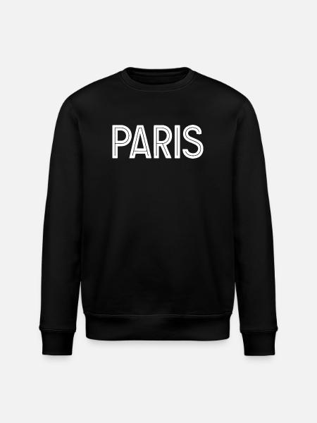 Paris White Geometric Typography - Stanley/Stella ROLLER Unisex Organic Sweatshirt - black