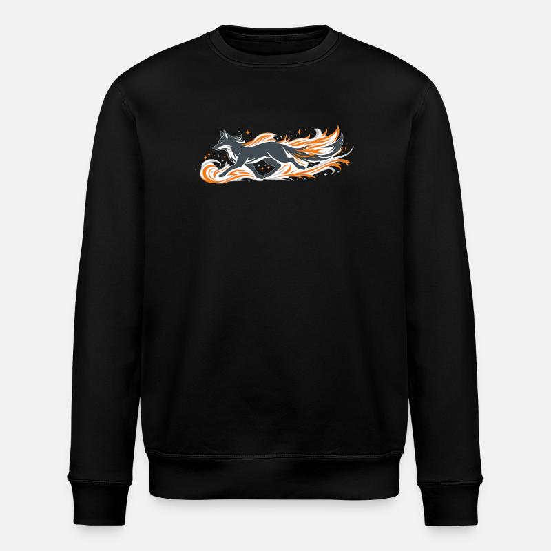 Flammender Fuchs im Feuerflug - Stanley/Stella Unisex Bio-Sweatshirt ROLLER - Schwarz