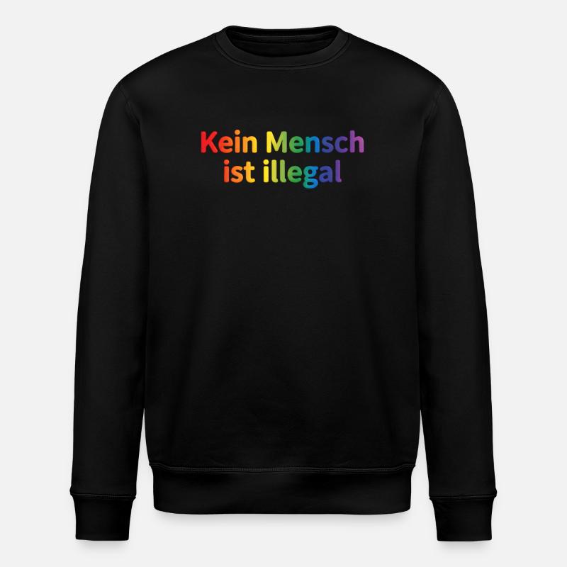 Kein Mensch ist illegal Regenbogen - Stanley/Stella Unisex Bio-Sweatshirt ROLLER - Schwarz