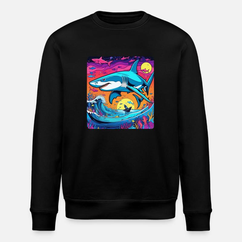 Hai & Sonnenuntergang - Stanley/Stella Unisex Bio-Sweatshirt ROLLER - Schwarz