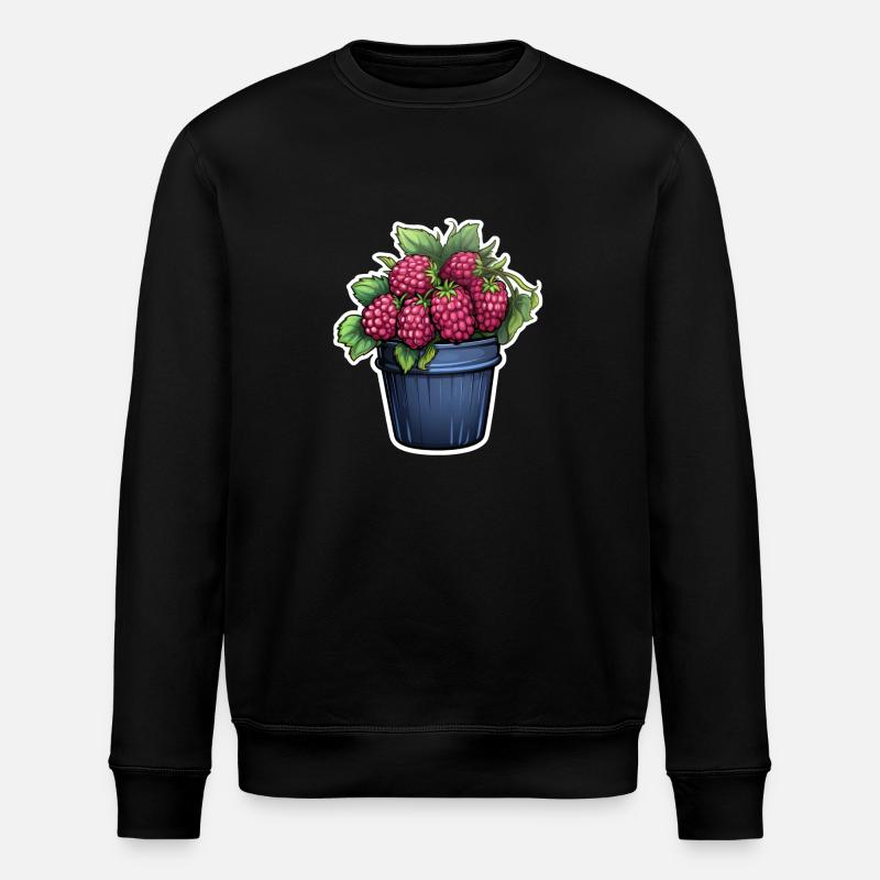 Raspberry Potted Plant - Stanley/Stella ROLLER Unisex Organic Sweatshirt - black