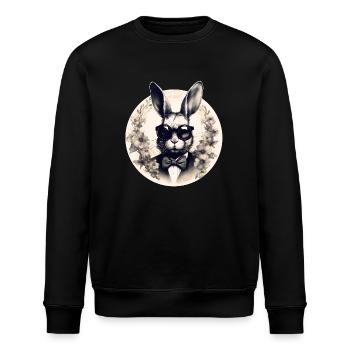 Cooler Hase mit Sonnenbrille - Stanley/Stella Unisex Bio-Sweatshirt ROLLER - Schwarz - Vorne - Nik (191cm)