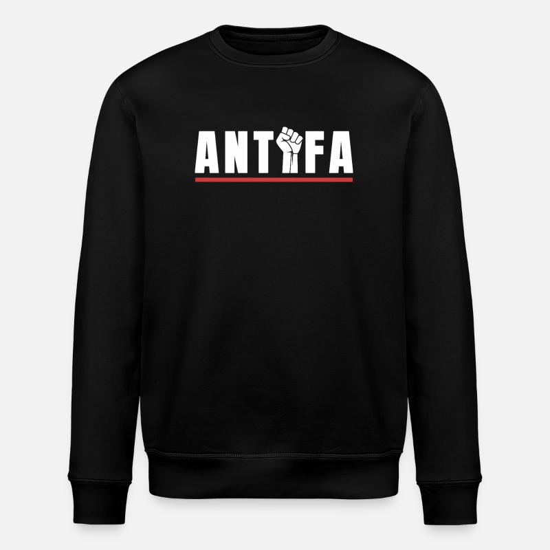 Antifa Protestfist Antifascist Statement - Stanley/Stella ROLLER Unisex Organic Sweatshirt - black