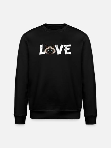 Birman Cat Love Funny Breed Illustration - Stanley/Stella ROLLER Unisex Organic Sweatshirt - black