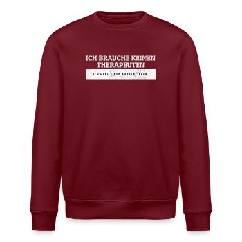 SARKASMUS - Kein Therapeut - nur Korkenzieher. - Stanley/Stella Unisex Bio-Sweatshirt ROLLER - Burgunderrot - Vorne - Nik (191cm)