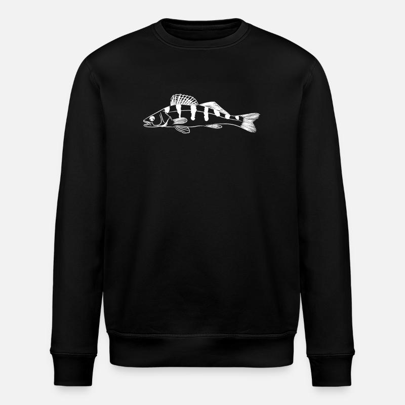 Zander Graphic – Angler Line-Art Design - Stanley/Stella ROLLER Unisex Organic Sweatshirt - black