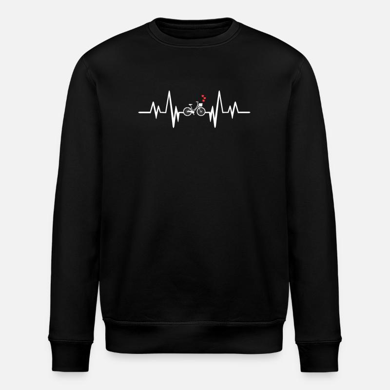 Pulsating Bicycle Heart Design - Stanley/Stella ROLLER Unisex Organic Sweatshirt - black