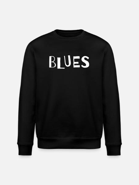 Distressed Blues Typography - Stanley/Stella ROLLER Unisex Organic Sweatshirt - black