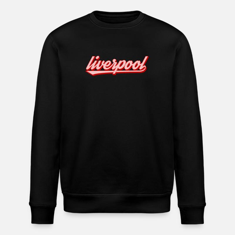 Liverpool Lettering Red Graphic Description: Gesc - Stanley/Stella ROLLER Unisex Organic Sweatshirt - black
