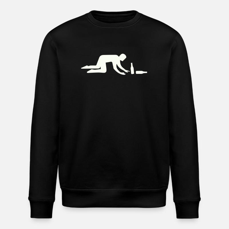 Säufer Silhouette mit Flasche - Stanley/Stella Unisex Bio-Sweatshirt ROLLER - Schwarz