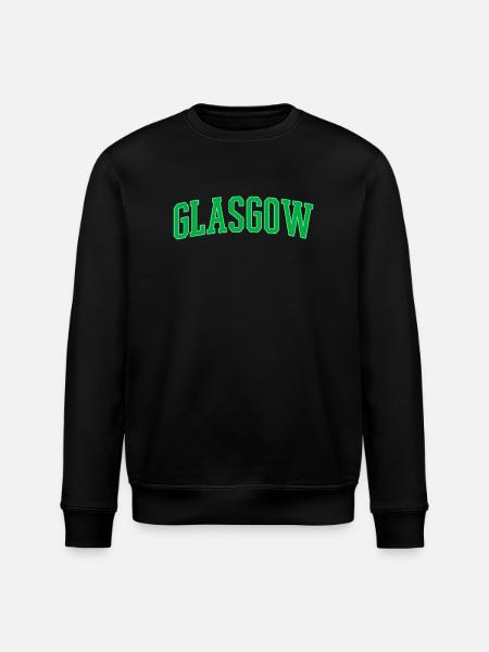 Glasgow College Style Green Block Font - Stanley/Stella ROLLER Unisex Organic Sweatshirt - black