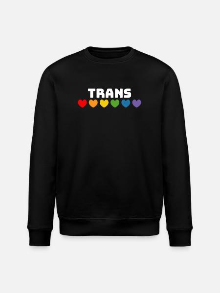 Regenbogenherzchen Trans weiss - Stanley/Stella Unisex Bio-Sweatshirt ROLLER - Schwarz