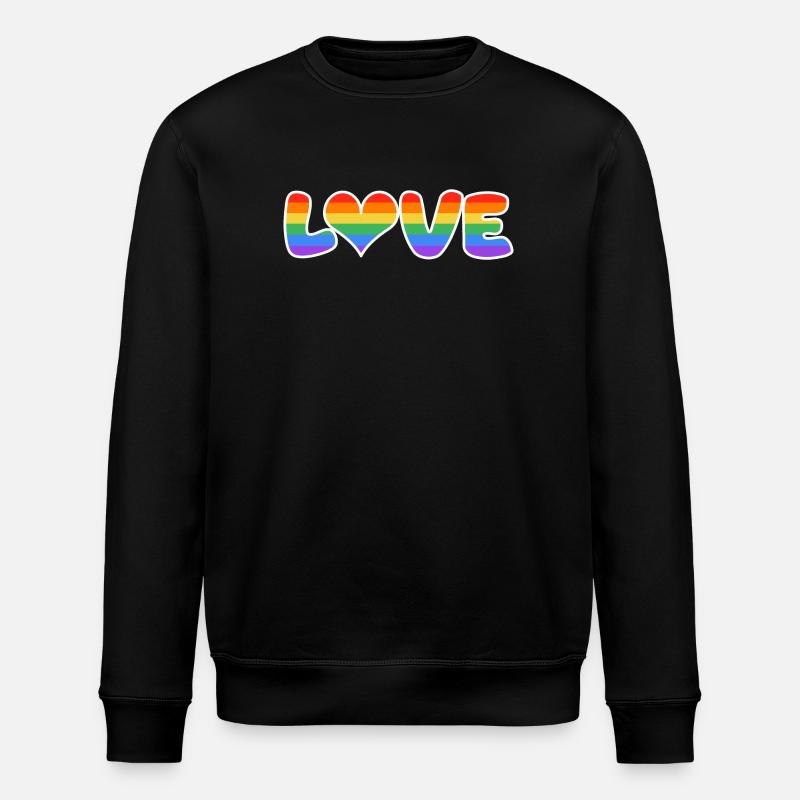 Rainbow Love Lettering - Stanley/Stella ROLLER Unisex Organic Sweatshirt - black