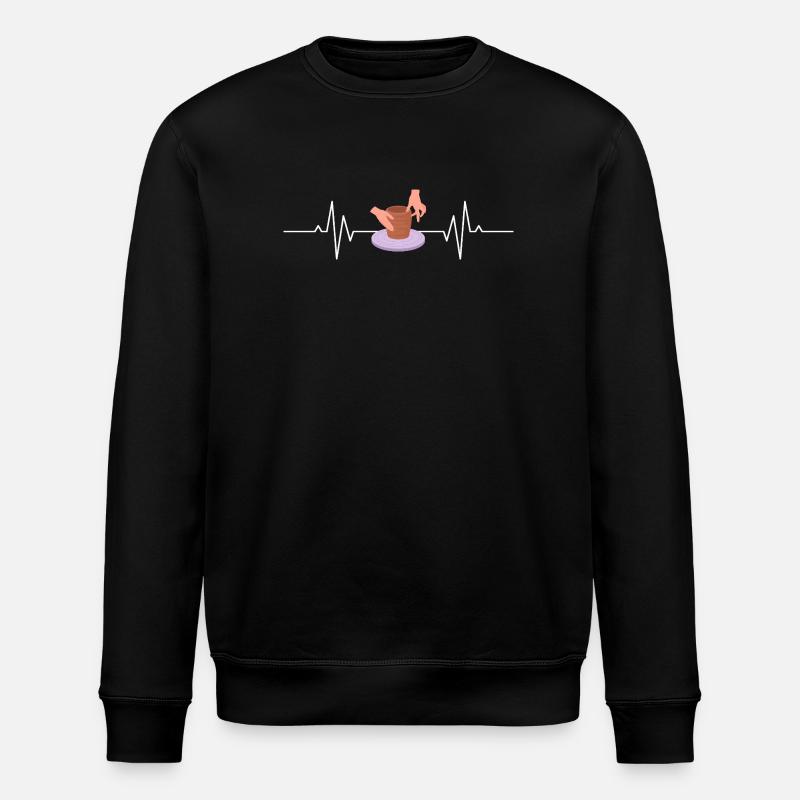 Ceramic Heartbeat Handmade Art - Stanley/Stella ROLLER Unisex Organic Sweatshirt - black
