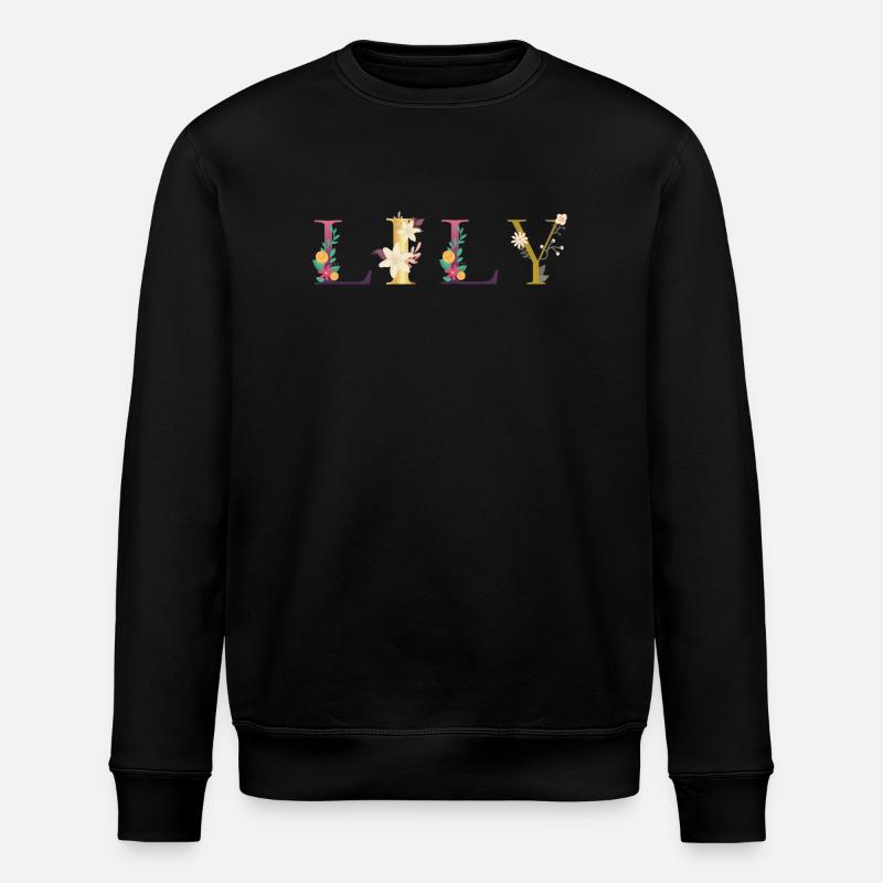 LILY Name mit Blumen geschmückt - Stanley/Stella Unisex Bio-Sweatshirt ROLLER - Schwarz