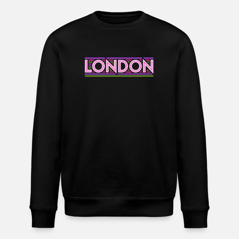 Londres Néon Typographie Lignes - Sweat bio ROLLER Stanley/Stella Unisexe - noir