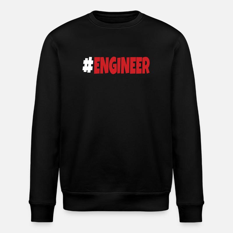 #engineer white and red - Stanley/Stella ROLLER Unisex Organic Sweatshirt - black