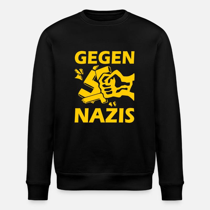 Gegen nazis - Stanley/Stella Unisex Bio-Sweatshirt ROLLER - Schwarz