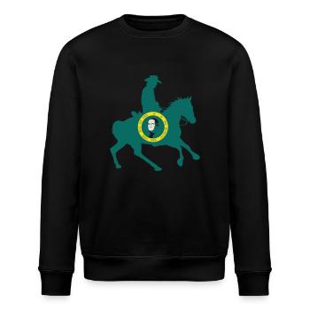 Flagge des Bundesstaates Washington Cowboy - Stanley/Stella Unisex Bio-Sweatshirt ROLLER - Schwarz - Vorne - Nik (191cm)