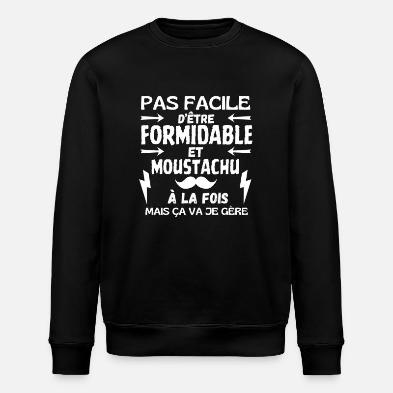 FORMIDABLE MUSTACHIOED - Stanley/Stella ROLLER Unisex Organic Sweatshirt - black