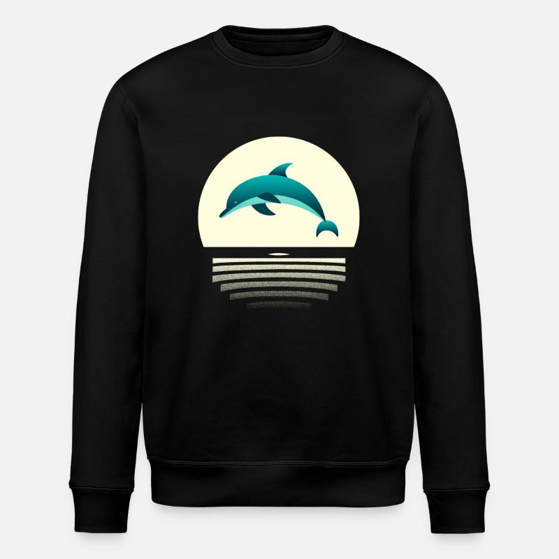 Delfin i springet - Stanley/Stella økologisk unisex-sweatshirt ROLLER - sort