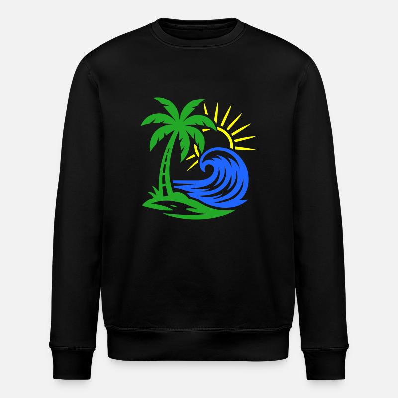 Palme Insel Ozean - Stanley/Stella Unisex Bio-Sweatshirt ROLLER - Schwarz