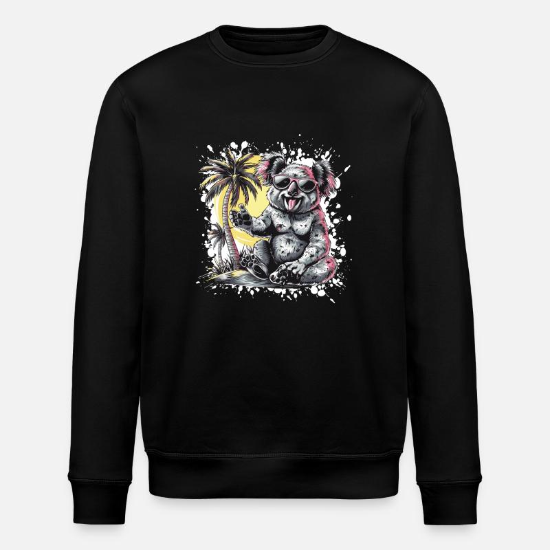 Koala Insel Palme - Stanley/Stella Unisex Bio-Sweatshirt ROLLER - Schwarz
